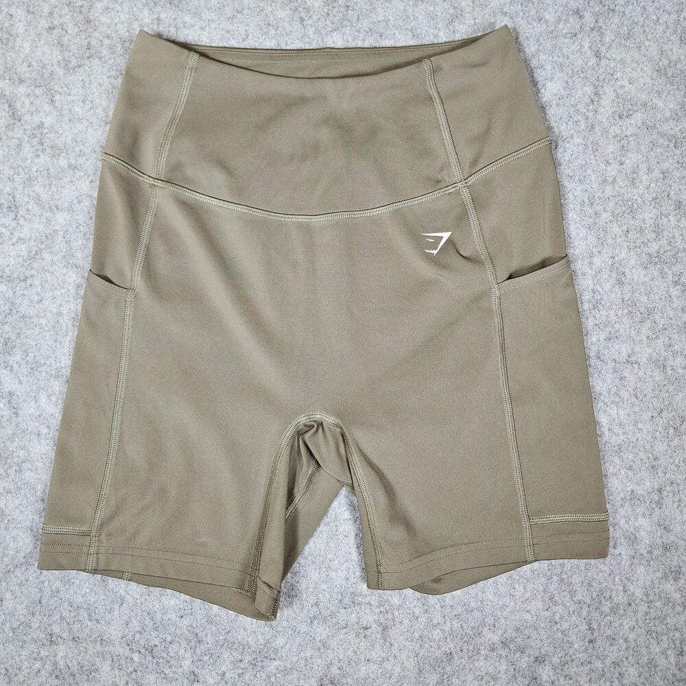 Gymshark Womens Green Pocket Shorts Yoga Activewear Gym Workout Athletic Size M